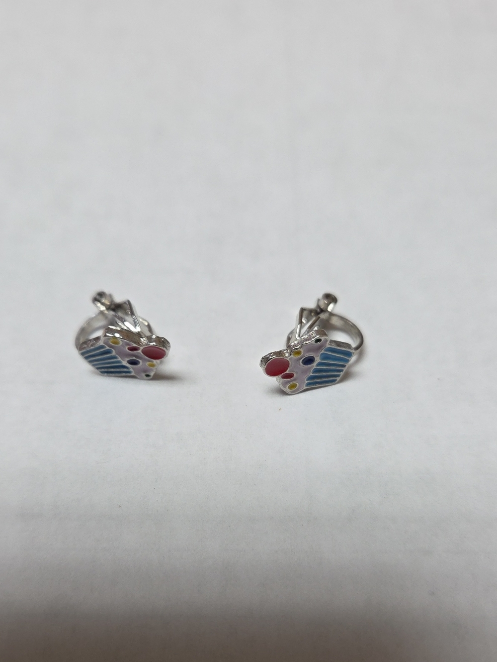 Clip-On Earrings - Pink Frosted Cupcake in Blue Wrapper